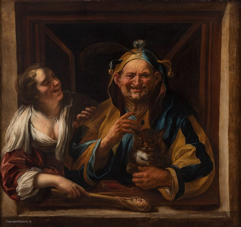La donna, lo sciocco e il suo gatto - Collezione Epiarte, Madrid